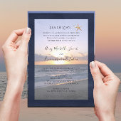 Zee van Liefde | Beach Sunset Starfish Weddenschap Kaart
