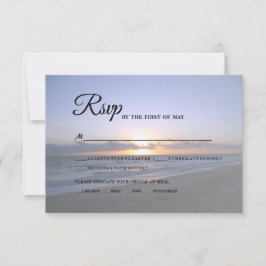 Zee van Liefde | Beach Sunset Starfish Weddenschap RSVP Kaartje