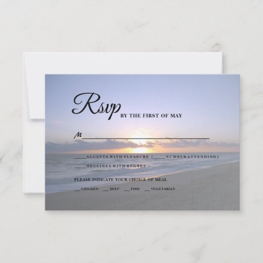 Zee van Liefde | Beach Sunset Starfish Weddenschap RSVP Kaartje (Voorkant)