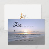 Zee van Liefde | Beach Sunset Starfish Weddenschap RSVP Kaartje (Voorkant / Achterkant)