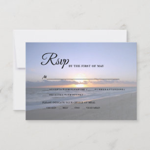 Zee van Liefde   Beach Sunset Starfish Weddenschap RSVP Kaartje