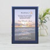 Zee van liefde | Strand Sunset Starfish bruiloft u Kaart (Staand voorkant)