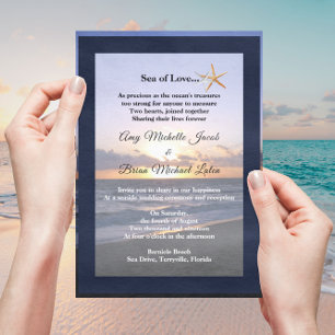 Zee van liefde   Strand Sunset Starfish bruiloft u Kaart