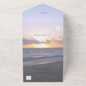 Zee van liefde | Strandzonsondergang + uw fotobrui All In One Uitnodiging (Buitenkant)