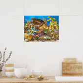 Zee van Loggerhead over rif Poster (Keuken)