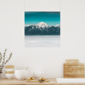 Zee van mist onder de berg poster (Keuken)