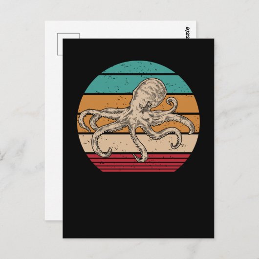 Zee van Octopus Retro Kraken Dier Briefkaart (Voorkant / Achterkant)
