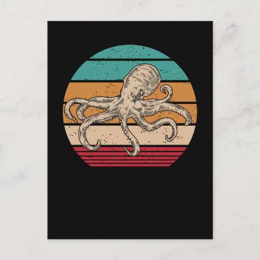 Zee van Octopus Retro Kraken Dier Briefkaart (Voorkant)