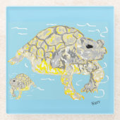 Zee van onderzetter schildpad/schildpad glazen onderzetter (Voorkant)