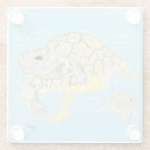 Zee van onderzetter schildpad/schildpad glazen onderzetter (Achterkant)