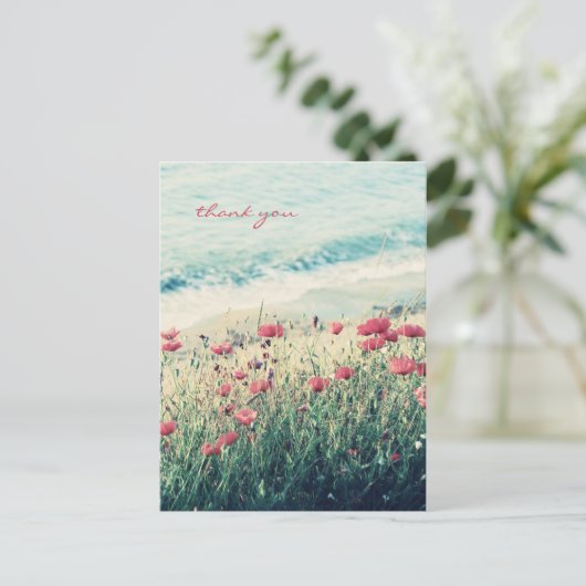 Zee van papavers briefkaart (Staand voorkant)