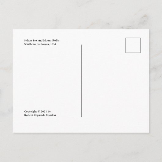 Zee van Salton en Briefkaart van Mount Rollo (Achterkant)