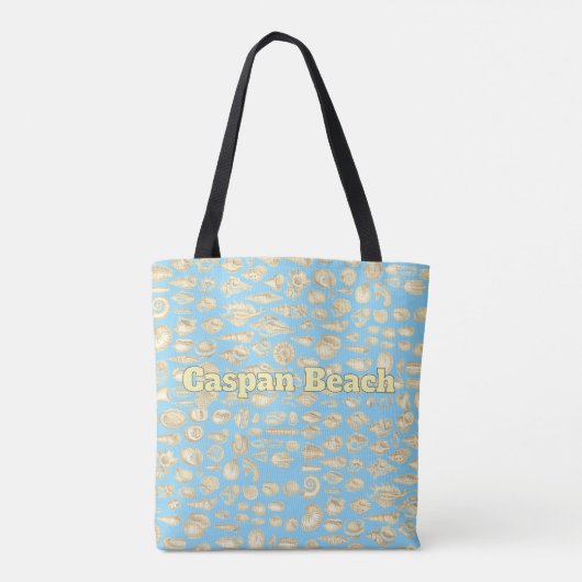 Zee van Schelpen - Lichtblauw Gepersonaliseerd Tote Bag (Achterkant)