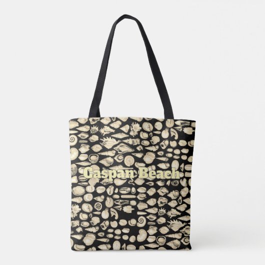 Zee van Schelpen -Zwart Gepersonaliseerd Tote Bag (Achterkant)