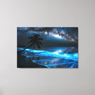Zee van sterren Bioluminescentie - Vaadhoo Malediv Canvas Afdruk