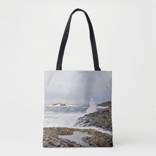 Zee van storm met zeeoorten tote bag (Voorkant)