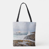 Zee van storm met zeeoorten tote bag (Achterkant)