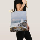 Zee van storm met zeeoorten tote bag (Dichtbij)