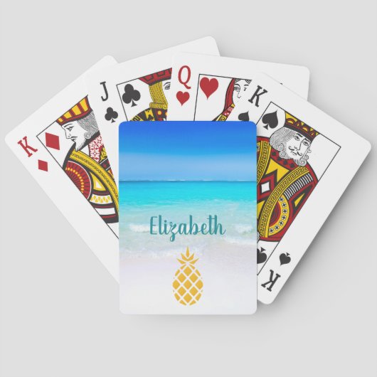 Zee van Tropisch Beach Turquoise met ananas Pokerkaarten (Achterkant)