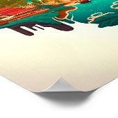 Zee van tropische eilanden met vulkanen poster (Hoek)