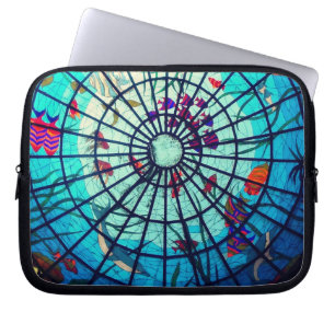 zee van tropische Glazen in lood oceaan Laptop Sleeve