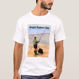 Zee van vaders dagkaart die op het strand vissen t-shirt