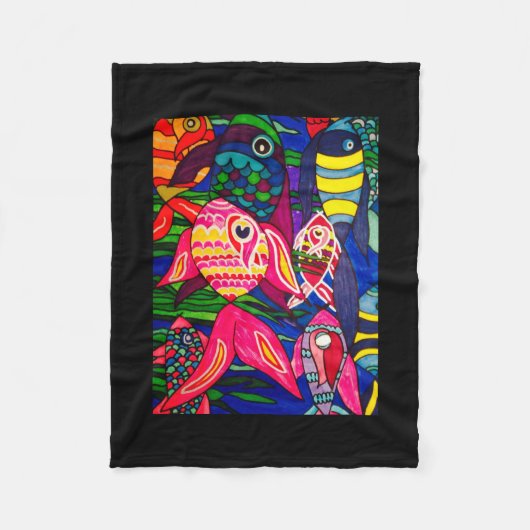 zee van vis fleece deken (Voorkant)