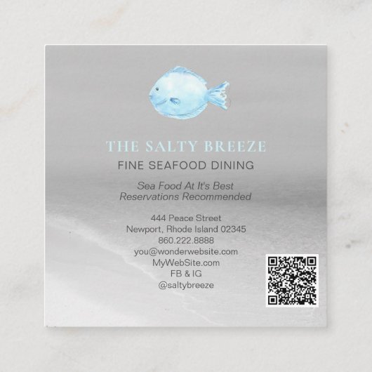 *~* Zee van visstrand dat tropisch ontdoet Vierkante Visitekaartje (Achterkant)