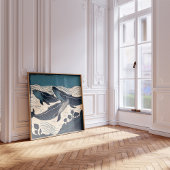 Zee van walvissen en Natuur van de zee Linocut Nov Poster