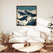 Zee van walvissen en Natuur van de zee Linocut Nov Poster