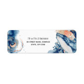 Zee van walvisvissen, blauwe oranje oceaan etiket (Voorkant)