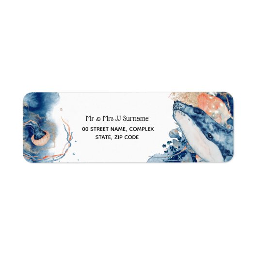 Zee van walvisvissen, blauwe oranje oceaan etiket (Voorkant)