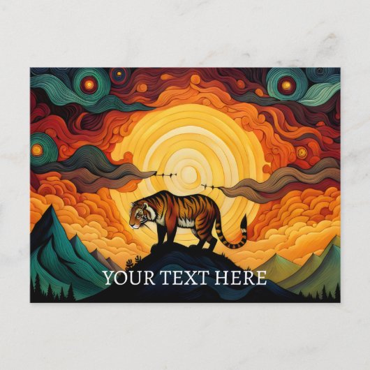 Zee van Wolken Tijger Zonsondergang Abstract Schil Briefkaart (Voorkant)