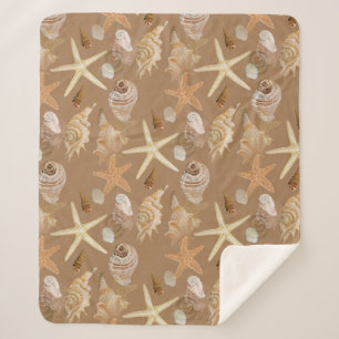 Zee van zeeschelpen aan de kust sherpa deken