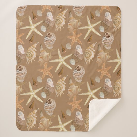 Zee van zeeschelpen aan de kust sherpa deken (Voorkant)