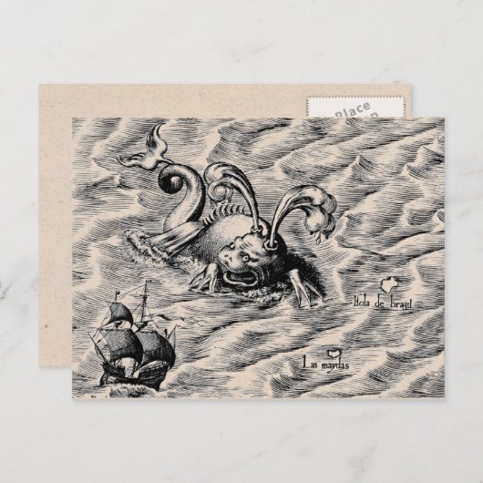 Zee verzonden en verzend schip briefkaart (Voorkant / Achterkant)