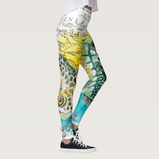 Zee Vintage Waterverf  Kaart wit Leggings (Rechts)