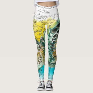 Zee Vintage Waterverf Kaart wit Leggings