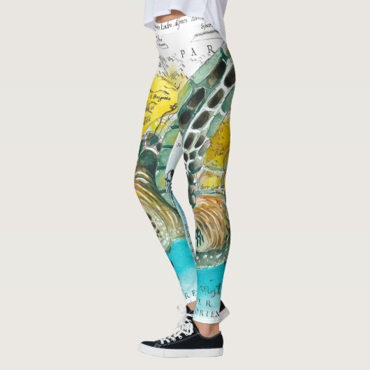 Zee Vintage Waterverf  Kaart wit Leggings (Links)