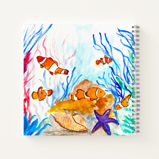 Zee vis schattig koraalrif nautisch notitieboek (Achterkant)