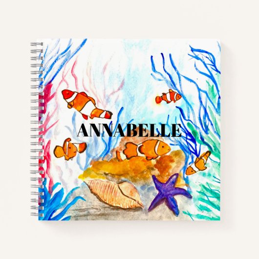 Zee vis schattig koraalrif nautisch notitieboek (Voorkant)