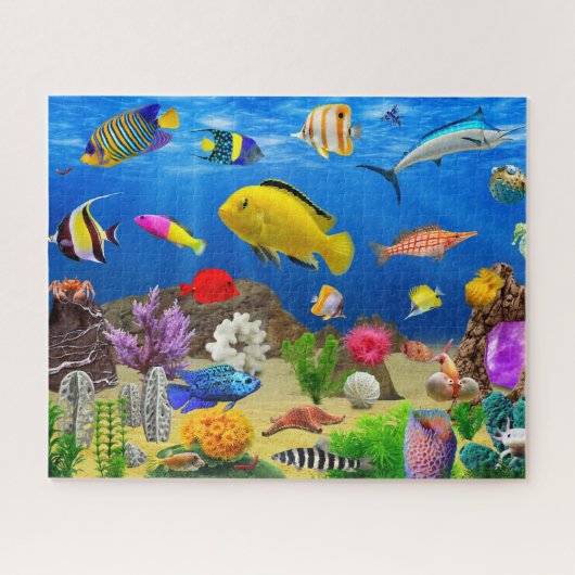 Zee-visalgen koraal Onderwater Zee Levensduur Legpuzzel (Horizontaal)