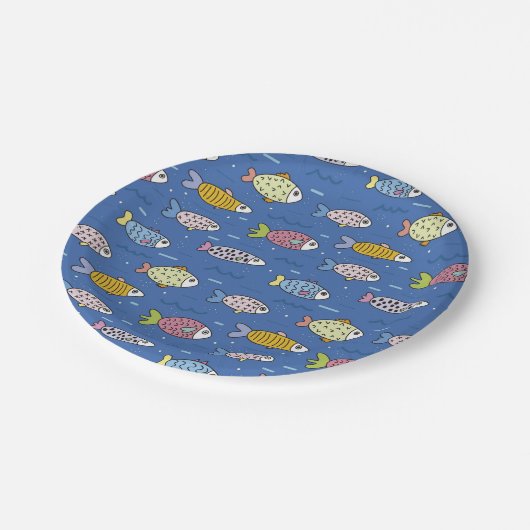 Zee vispartij papieren bordje (Gekanteld)