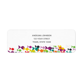 Zee vissenpatroon Kleurrijke Bright Summer Party C Etiket