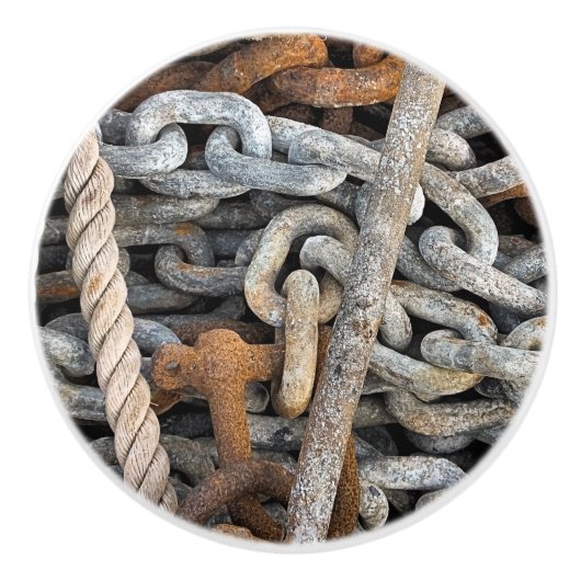 ZEE VIST CHAIN EN ROPE KERAMISCHE KNOP (Voorkant)