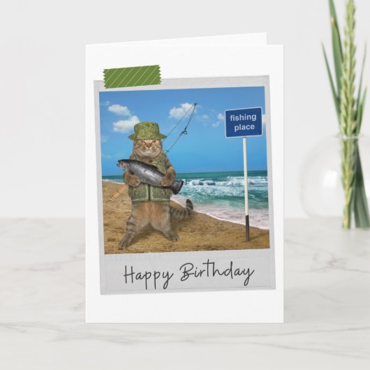 Zee Vist Kat Funny Birthday Card Kaart (Voorkant)