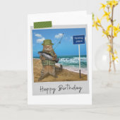 Zee Vist Kat Funny Birthday Card Kaart (Gele Bloem)