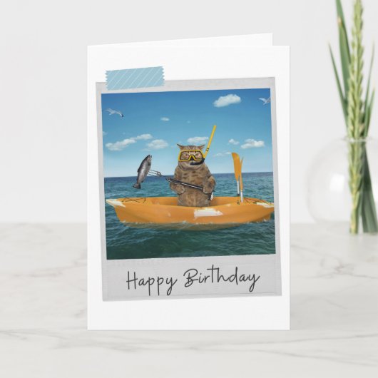 Zee Vist Kat Funny Birthday Card Kaart (Voorkant)