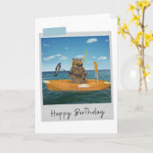 Zee Vist Kat Funny Birthday Card Kaart (Gele Bloem)