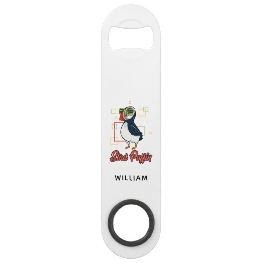 Zee Vogel Schattigee Stud Puffin Gag Gepersonalise Speed Flessenopener (Voorkant)